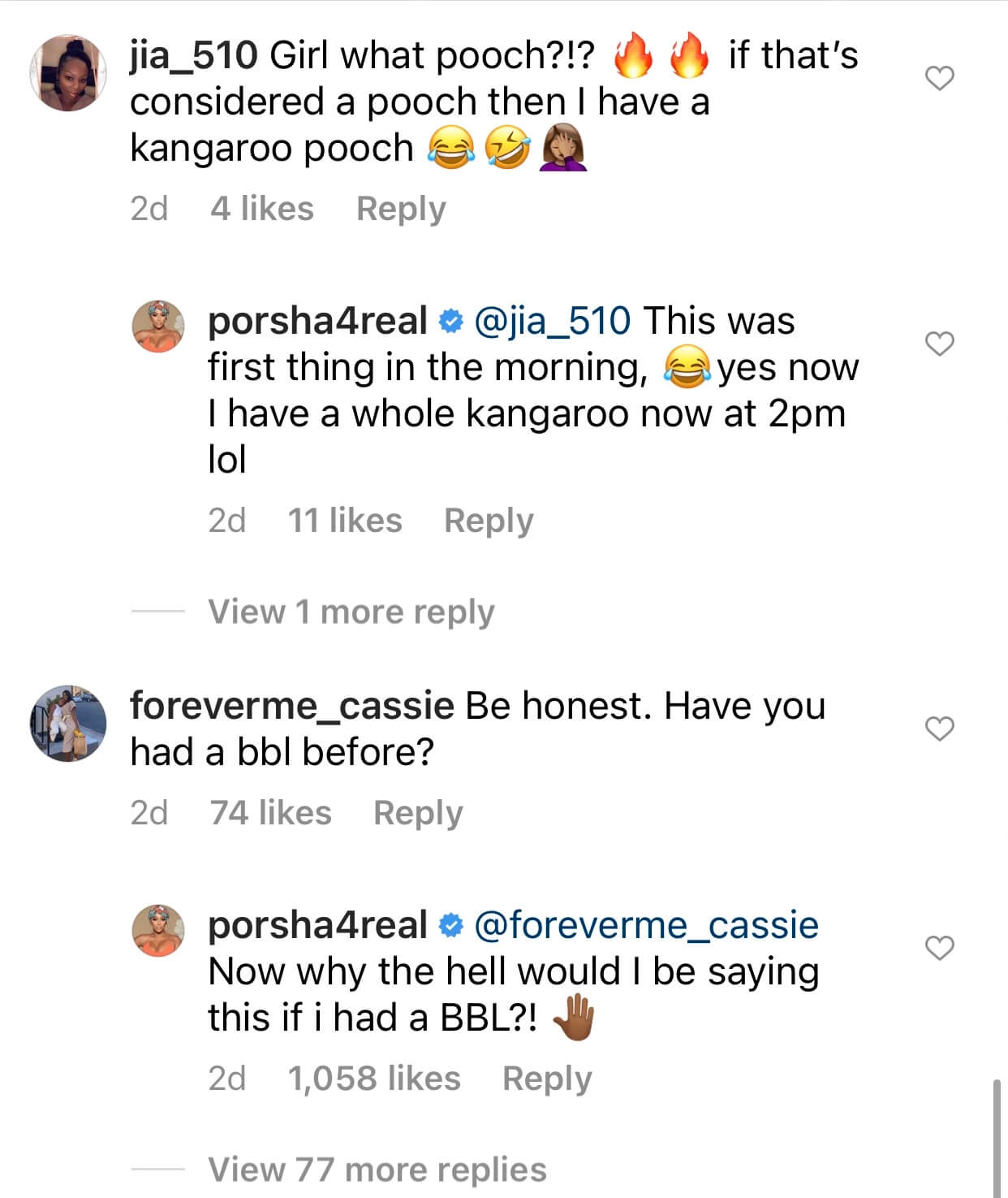 Porsha Williams Denies Getting A Brazilian Butt Lift, Says If You Have A  Fupa Or Gut It's Okay - theJasmineBRAND