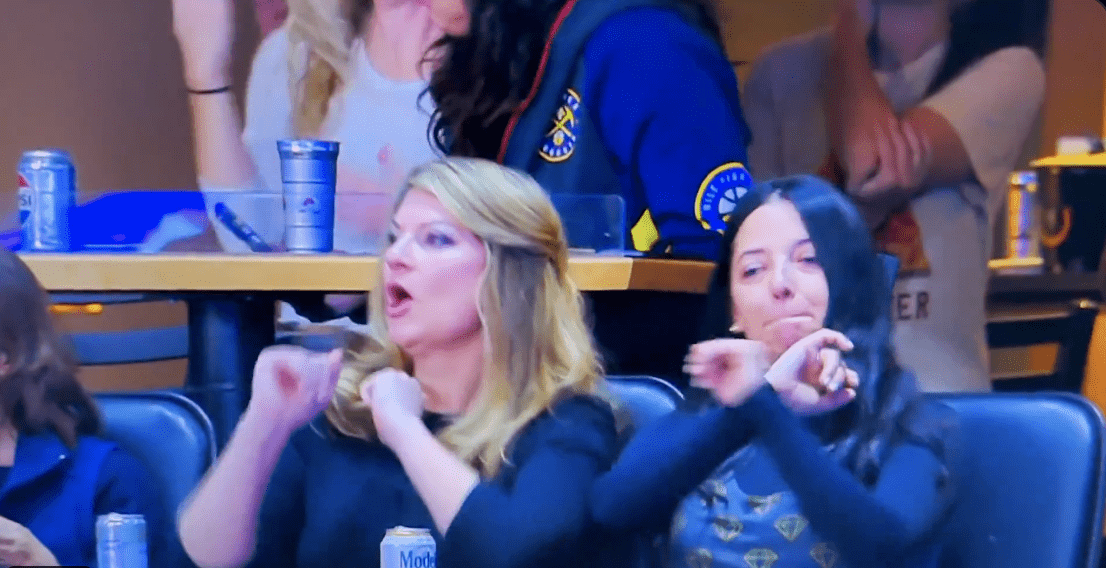 Viral moment at Nuggets vs. Jazz game: a female fan performs a lewd gesture on the Jumbotron, sparking shock and laughter among the crowd