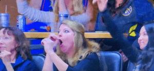 Viral moment at Nuggets vs. Jazz game: a female fan performs a lewd gesture on the Jumbotron, sparking shock and laughter among the crowd